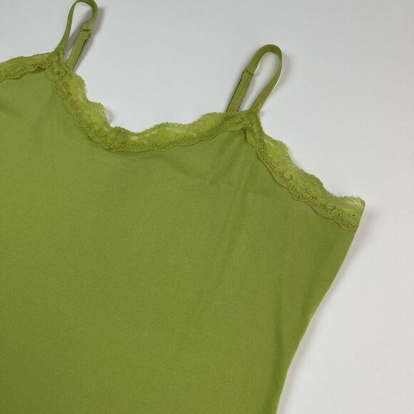 Fashion Bug Y2K Lace Trim Tank Top Cami Sz XL Green Vtg 90s Coquette Grunge - Picture 10 of 12